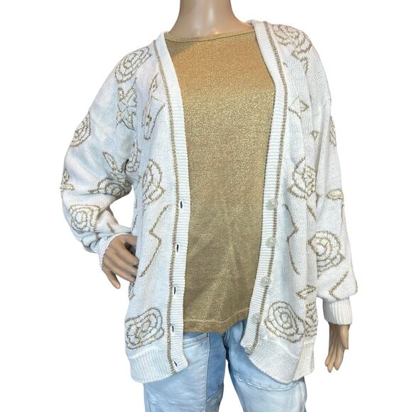 Cervelle Cardigan Sweater Women’s Large Abstract Geometric Embroidery VTG 90s - Picture 10 of 14